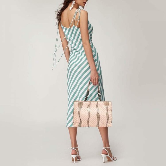 ❤️Authentic Bottega Veneta Salmon/Beige Intrecciato Leather and Snakeskin Tote❤️ - Picture 2 of 12